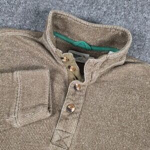 Wellen High Tide Organic Fleece Pullover Mens M Brown Knit 1/4 Button Mock Neck
